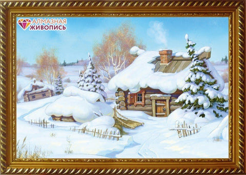 Diamond painting Winter House AZ - 1420 Size: 60х40 - Hobby.lt 🇬🇧