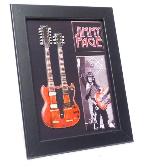 Jimmy Page double neck mini guitar in a frame FMG-011