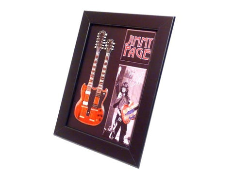 Jimmy Page double neck mini guitar in a frame FMG-011