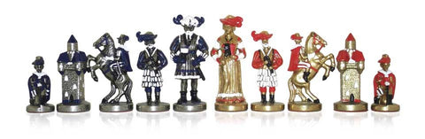 LANZICHENECCHI SET II: Metal Chess Men Set with Briar Erable Wood Gameboard
