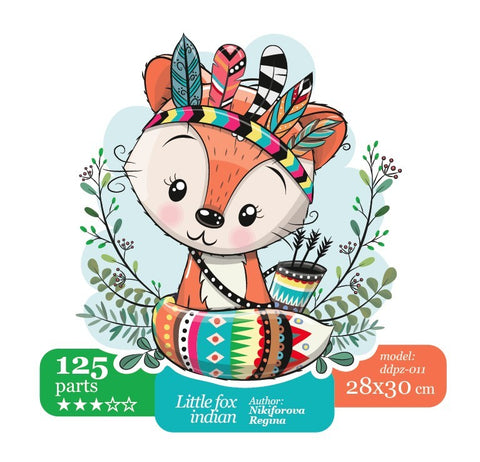 Little indian fox - unique WOODEN puzzle 125 pcs