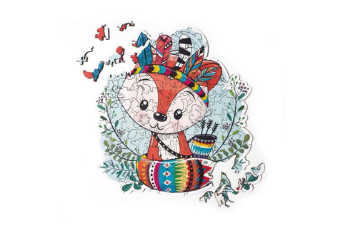 Little indian fox - unique WOODEN puzzle 125 pcs