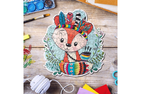 Little indian fox - unique WOODEN puzzle 125 pcs