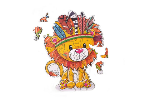 Little indian lion - unique WOODEN puzzle 72 pcs