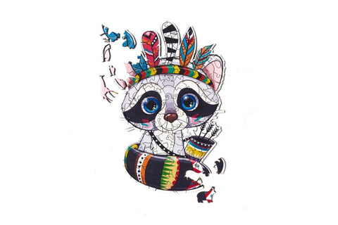 Little indian racoon - unique WOODEN puzzle 92 pcs