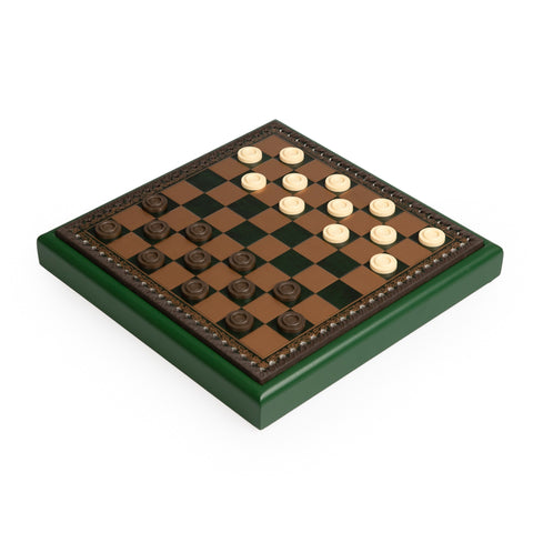 NAPOLEON IN RUSSIA: Handpainted Chess Set with Chessboard & Box Plus Checker Set
