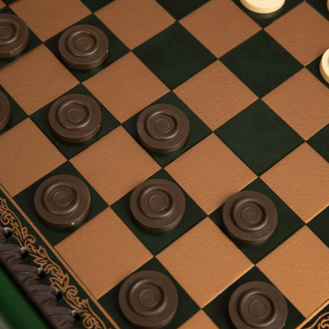 NAPOLEON IN RUSSIA: Handpainted Chess Set with Chessboard & Box Plus Checker Set