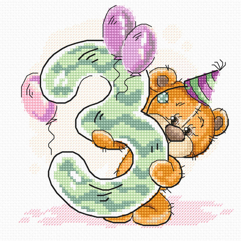Number 3 SB1231 - Cross Stitch Kit