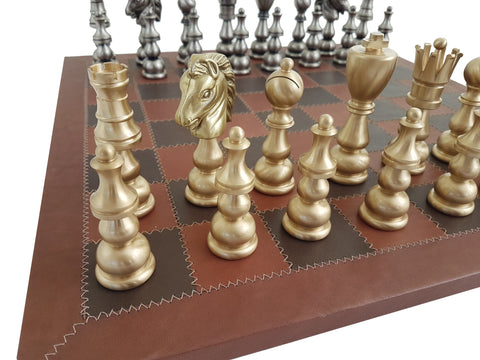 ORIENTAL XL Chess Set with Genuine Leather Chess Board
