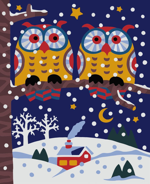 Paint by number kit: Owls 16.5x13 cm MINI055