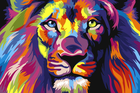 Paint by number kit: Rainbow Lion 29.7x21cm WA4106