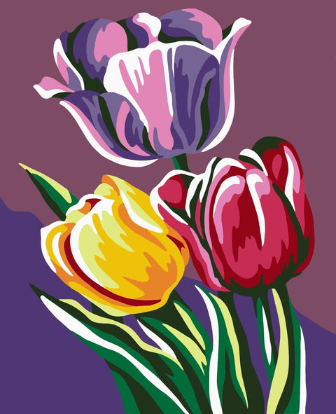 Paint by number kit: Tulips 16.5x13 cm MINI030