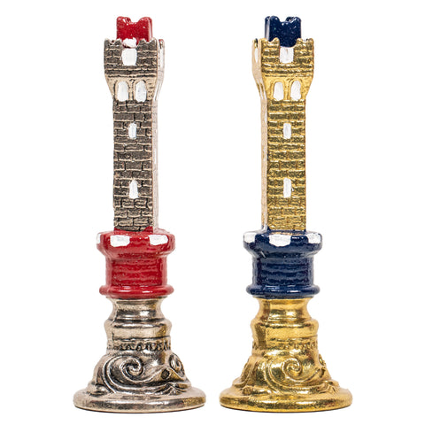 RENAISSANCE: Handpainted Metal Chess with Valuable Briar Erable Wood Chessboard
