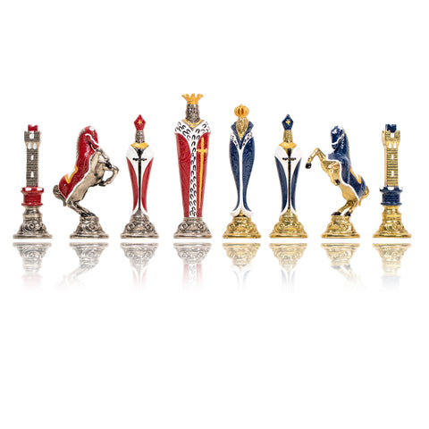 RENAISSANCE: Handpainted Metal Chess with Valuable Briar Erable Wood Chessboard