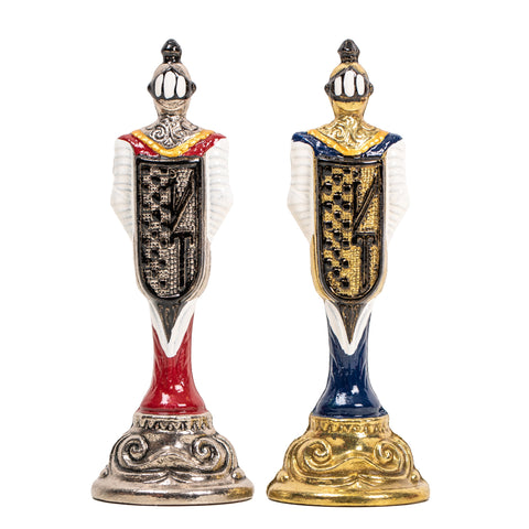 RENAISSANCE: Handpainted Metal Chess with Valuable Briar Erable Wood Chessboard