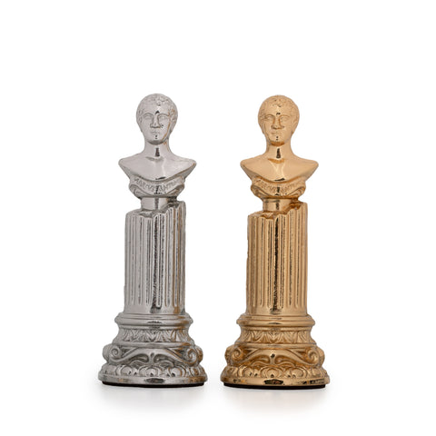 Roman Imperator Bust: Gold Plated Chess Men with black Greek Wooden Gameboard
