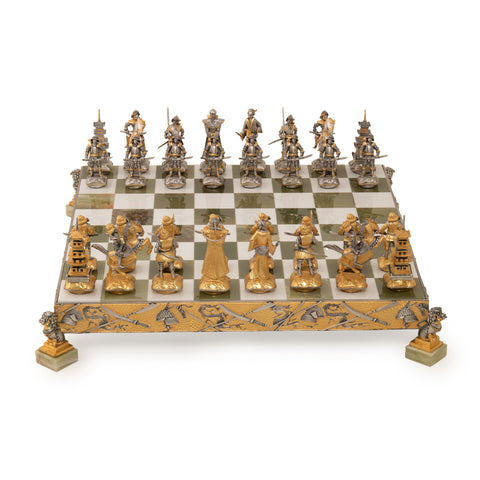 Samurai Set: Battle of Nagashino: Luxurious Chess Set Finished in Real 24k Gold