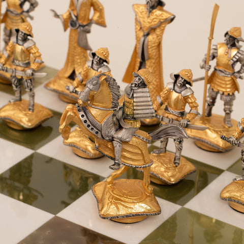 Samurai Set: Battle of Nagashino: Luxurious Chess Set Finished in Real 24k Gold