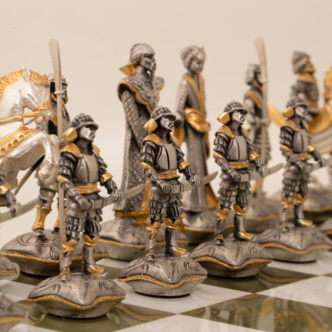 Samurai Set: Battle of Nagashino: Luxurious Chess Set Finished in Real 24k Gold