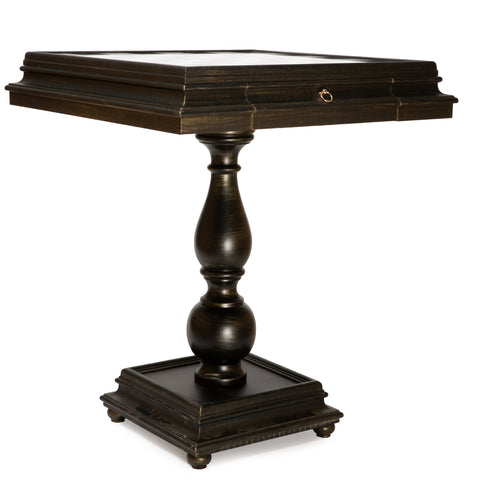Solid Wood Chess Table with Beautiful Alabaster Top and Gold/Silver Chess Pieces