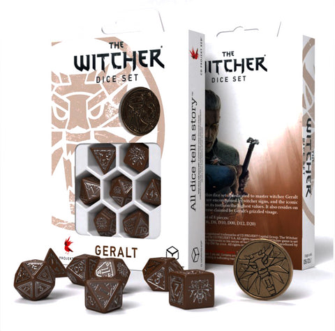 The Witcher Geralt Dice Set brown and silver