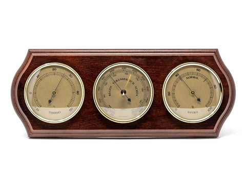 Weather Station Fischer 9176-22 - Barometer Hygrometer Thermometer Wooden Base | 9176-22