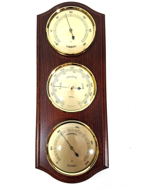 Weather Station Fischer 9176-22 - Barometer Hygrometer Thermometer Wooden Base | 9176-22