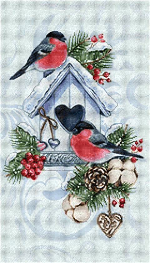 Winter bullfinches 40х70 Diamond Painting Set Cs2584