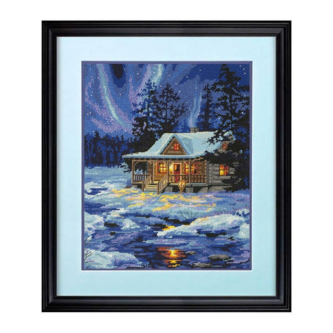 Winter Sky Cabin (28 x 36 cm) - Cross Stitch Kit by DIMENSIONS