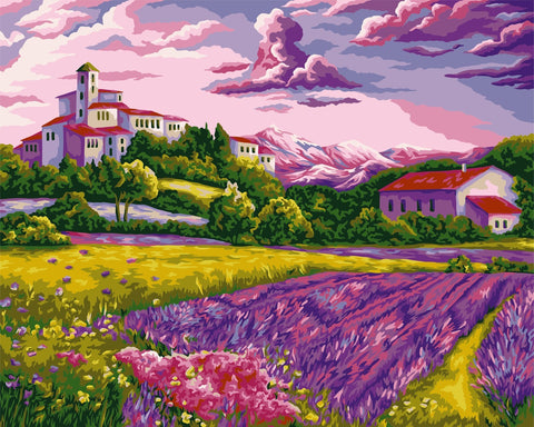 Wizardi Painting by Numbers Kit Warm Evening in Provence 40x50 cm A094
