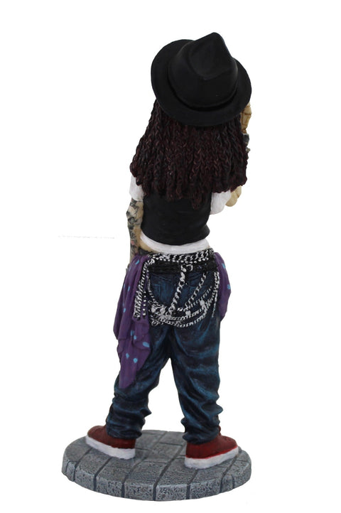 Hip Hop Skeleton Figurine – Hand-Painted Resin Statue, 7x7x16 cm, Made in Italy