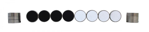 Aluminum & Faux Leather Checkers Pieces, 3cm, Black/White, Set of 24, Handmade