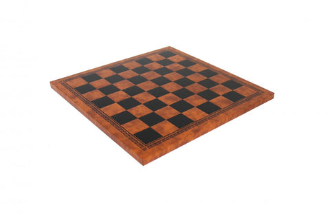 Elegant Faux Leather Chess Board, Brown/Black, 33x33 cm, Handmade in Italy