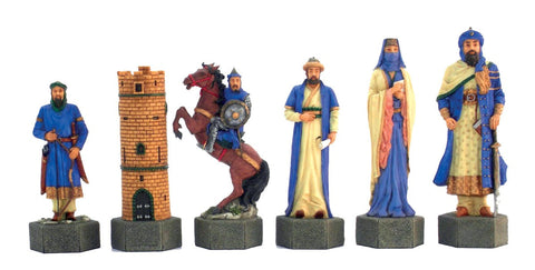 Crusaders vs Saracens Resin Chess Pieces, Hand-Painted, Oversized King 17cm