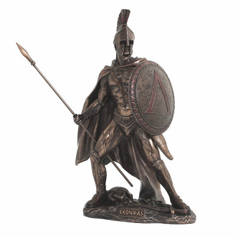 Leonidas Spartan Warrior Statue, Bronze Resin Figurine, 26cm, Made in Italy
