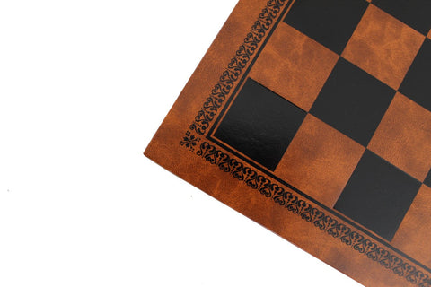 Elegant Faux Leather Chess Board, Brown/Black, 33x33 cm, Handmade in Italy