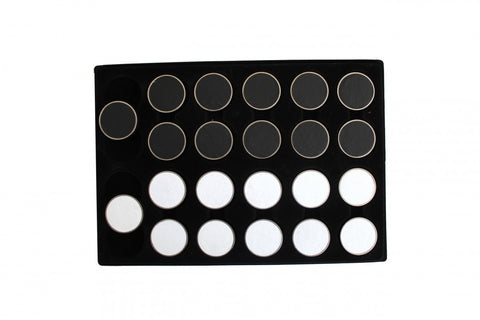 Aluminum & Faux Leather Checkers Pieces, 3cm, Black/White, Set of 24, Handmade