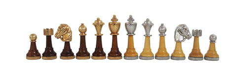 Classic Gold & Silver Chess Pieces, Metal/Wood, Handmade in Italy, King 7.5cm