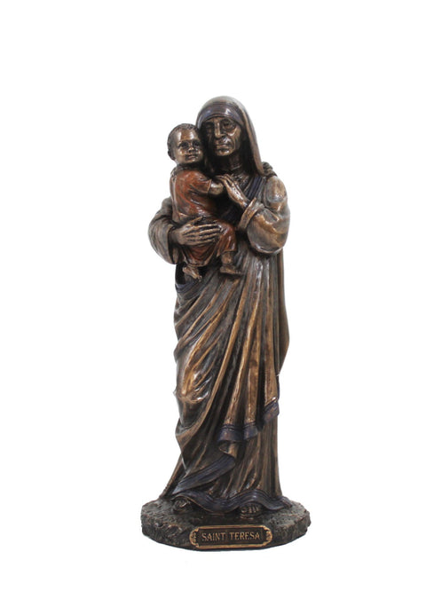 Mother Teresa Statue 21cm – Bronze Resin, Catholic Decor, Made in Italy