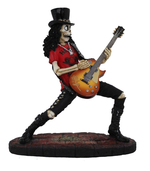 Skeleton Rock Guitar Figurine, Hand-Painted Resin Statue, Gothic Decor