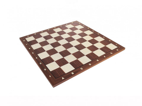 Italian Walnut & Maple Chess Board with Coordinates, 42cm, 4.5cm Squares
