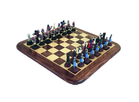 Crusaders vs Saracens Handmade Chess Set, Pewter Pieces, Italian Mahogany Board