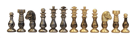 French Style Brass & Wood Chess Pieces, Handmade, Gold/Silver Plated, Italy