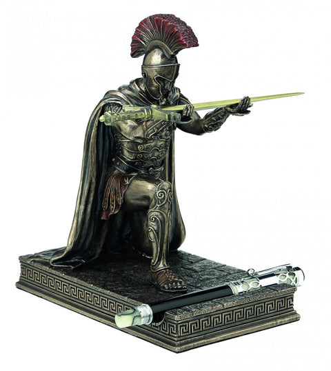 Roman General Letter Opener & Desk Pen Holder Statue, Italian Bronze Resin, 18cm