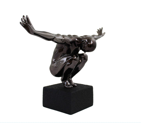Modern Bronze Resin Leaping Man Statue, 42x16x30 cm, Made in Italy