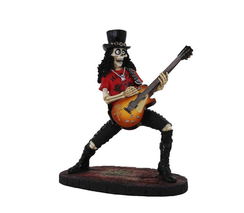 Skeleton Rock Guitar Figurine, Hand-Painted Resin Statue, Gothic Decor