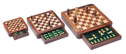 13x13cm Small Set: Magnetic Wooden Chess Set With Drawer