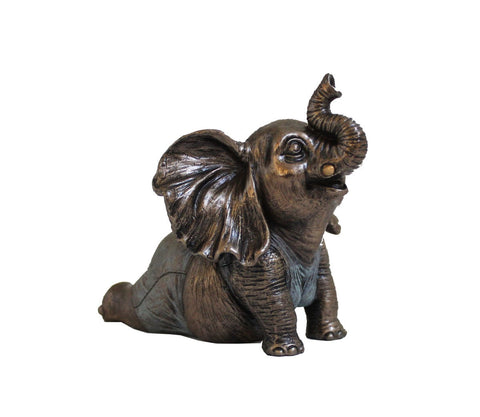 Bronze Resin Yoga Elephant Figurine, Small Lucky Statue Italian Made 10x7x8.5cm