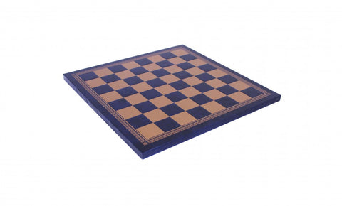 Gold & Blue Vegan Leather Chess Board, Handmade, 33cm, 3.5cm Squares, Italy