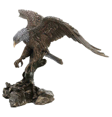 Eagle Statue Bronze Resin, Handcrafted Italian Sculpture, 40x23x20cm Decor Gift